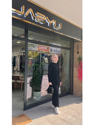 Nuss 1350 Kazayağı Desenli Takım Siyah