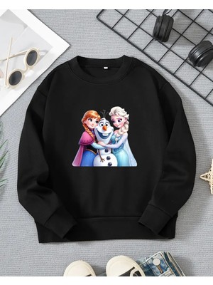 Kız Çocukları Için Elsa & Anna Baskılı Uzun Kollu T-Shirt