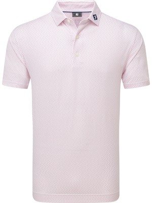 Footjoy Wiggle Print Lisle Erkek Golf T-Shirt 33999 Wht/sky/pnk