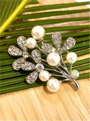 Monalisa Home Demet Gül   Incili Figürlü Broş