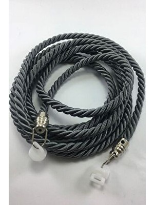 Halis Ticaret Gri Kruvaze Perde Tutucu Metal Uçlu Halat Kordon 300CM Yüksek Kalite