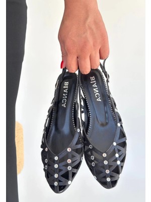 Biçomi Faty Siyah Cilt Babet Ayakkabı