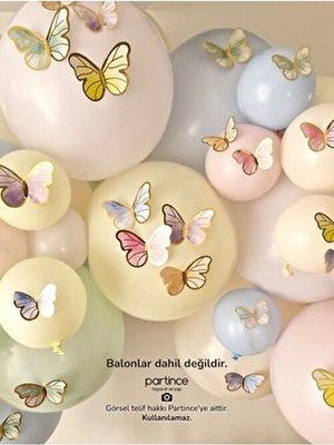 Partince 48’li Makaron Kelebek Süs Parti Süsü Kelebek Doğum Günü Süsü Balon Süsleyici