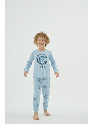 Erkek Çocuk Baskılı Desenli Uzun Kollu Pijama Takımı C6T1N98
