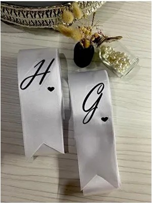 Nuksoc Kalp Detaylı Gelin Damat Isimli Takı Kurdelesi 2 Metre Uzunlukta 5-6 cm Genişlikte
