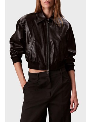 Calvin Klein Logolu Regular Fit Fermuarlı Kısa Ceket LV047C518GUB1 Bayan Ceket LV047C518G Ub1