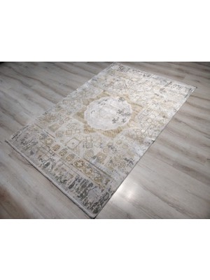 Yamalı Home West 7602 Vizon 160X230 cm % 100 Triko Akrilik Saçaklı Salon Halısı