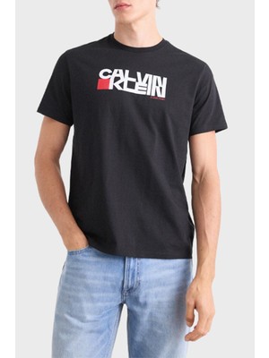 Calvin Klein Logolu Pamuklu Regular Fit Bisiklet Yaka T Shirt LV04RD814GUB1 Erkek T Shirt LV04RD814G Ub1