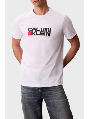 Calvin Klein Logolu Pamuklu Regular Fit Bisiklet Yaka T Shirt LV04RD814GYAA Erkek T Shirt LV04RD814G Yaa