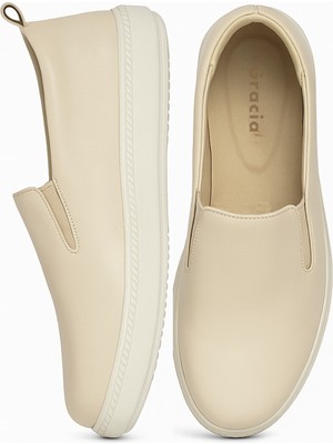 El Yapımı Hakiki Deri Krem Kadın Hafif Esnek Rahat Şık Yürüyüş Ortapedik Iş Ofis Günlük Ayakkabı