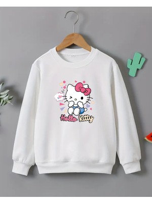 Kız Çocukları Için Hello Kitty Baskılı Uzun Kollu T-Shirt