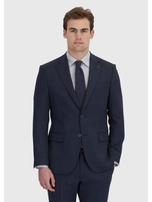 Lacivert Mikro Modern Fit Yün Karışımlı Takım Elbise