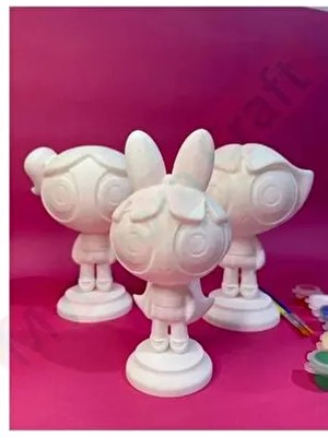 Nobrand Powerpuff Girls 3’lü Boyama Seti (Blossom, Bubbles, Buttercup) 10 cm Su Bazlı Akrilik Boya Seti
