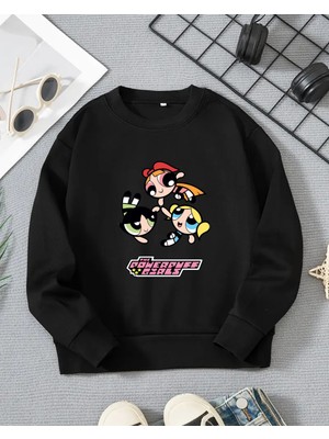 Kız Çocukları Için Powerpuff Girls Baskılı Uzun Kollu T-Shirt
