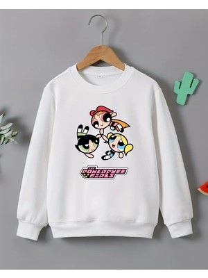 Kız Çocukları Için Powerpuff Girls Baskılı Uzun Kollu T-Shirt