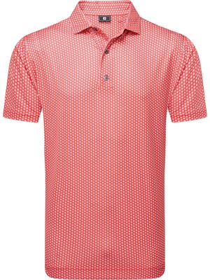 Footjoy Houndstooth Geo Lisle Erkek Golf T-Shirt 34010 Hibiscus