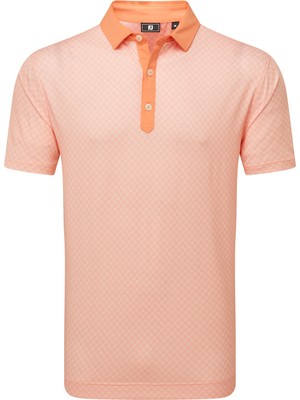 Footjoy Checker Print Lisle Erkek Golf T-Shirt 34014 Orng/wht