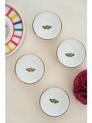 Tabak Evi Porselen Natura Kelebek Altın Yaldızlı Istifli Kase 6X2CM 30CC 4 Lü