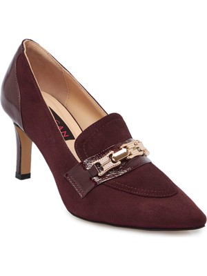 Tergan  Bordo Hakiki Süet Deri Kadın Stiletto - K24S1AY67515-F90