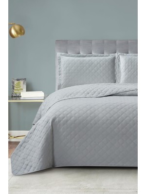 Zagreb Elyaf Dolgulu Çift Kişilik 240X260 cm Yatak Örtüsü Gri