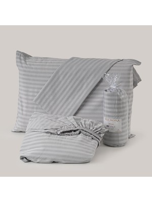 Gri Pamuk Saten Fitted Çarşaf Tek Kişilik (100X200)