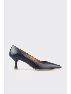 Lacivert Deri Kadın Stiletto