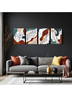 Cozy Co:temperli Cam Dörtlü Set Tablo, Tablo, Dörtlü Tablo, Uv Baskı, Cam Tablo, 4’lü Set, CDT002