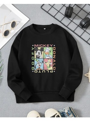 Çocuklar Için Mickey Mouse Baskılı Uzun Kollu T-Shirt