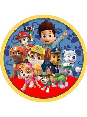 Yenilebilir Yuvarlak Pasta Resim Baskısı 20 cm Şekerli Kağıt Paw Patrol Temalı 33
