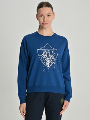 Fenerbahçe Kadın Trıbun Metalik Baskılı Sweat Rahat Kullanım İçin Şık Tasarım