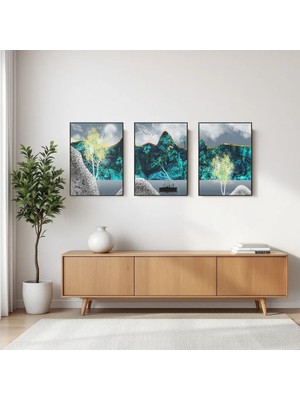 Cozy Co:temperli Cam Üçlü Set Tablo, Tablo, Üçlü Tablo, Uv Baskı, Cam Tablo, 3’lü Set, CUT019
