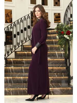 Sim Detaylı Efsane Tesettür Abiye Elbise