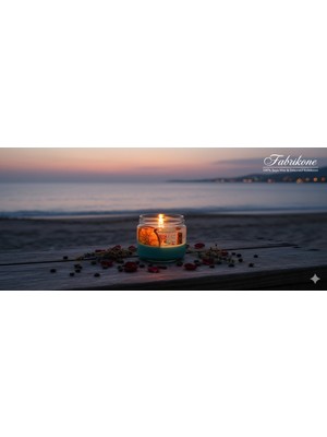 Deniz Temalı Doğal Soya Wax Kokulu Mum | Jel & Kurutulmuş Portakal ve Tarçın Kabuklu Dekoratif Tealight