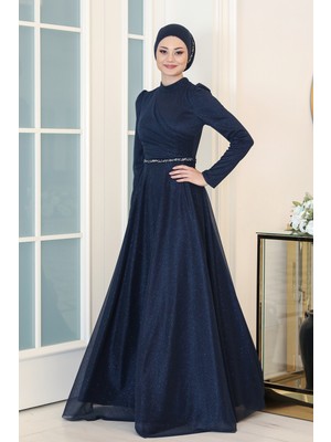 Parıltılı Işıl Tesettür Büyük Beden Abiye