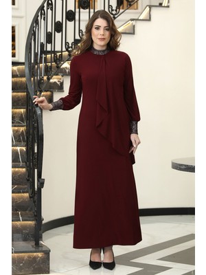 Sim Detaylı Efsane Tesettür Abiye Elbise