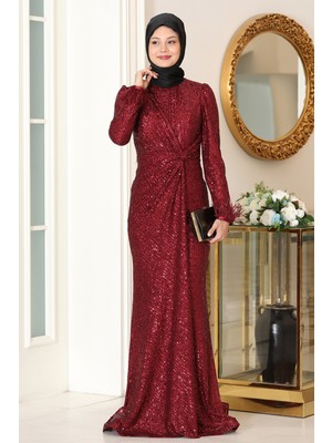 Parıltılı Büyük Beden Hüma Tesettür Abiye