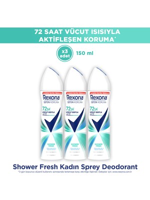 Rexona Üstün Koruma Kadın Sprey Deodorant Shower Fresh 150 ml x3