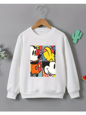 Çocuklar Için Mickey Mouse Baskılı Uzun Kollu T-Shirt