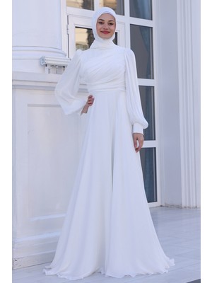 Omuz Detaylı Bahar Tesettür Büyük Abiye