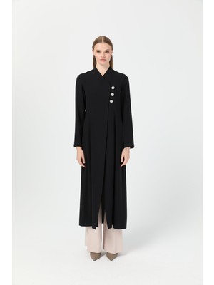 Broş Düğmeli Uzun Yırtmaçlı Pantolonlu Takım  Taş