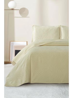 Münih Çift Kişilik Lüks Kadife 240X260 cm Yatak Örtüsü Krem