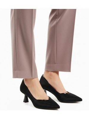Siyah Saten Kısa Ince Topuklu Abiye Ayakkabı 357188 Z
