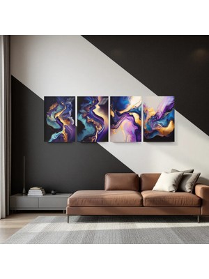 Cozy Co:temperli Cam Dörtlü Set Tablo, Tablo, Dörtlü Tablo, Uv Baskı, Cam Tablo, 4’lü Set, CDT005