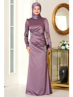 Bel Taş Baskı Şık Saten Efsun Abiye