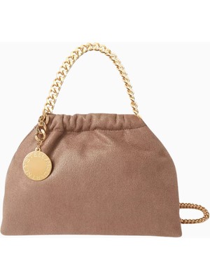 Stella Mccartney Mini Falabella Bej Renkli, Shaggy Deer Vegan Deri, Çekme Ipli Omuz Çantası