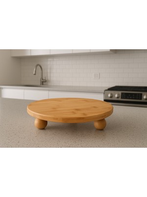 Bambu Top Ayaklı Yvarlak Sunumluk 25 cm ( Alg)