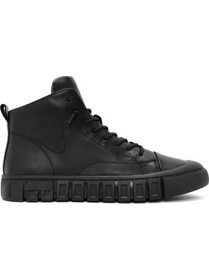 Erkek Siyah Fermuarlı Deri Spor Bot 25WFD691518