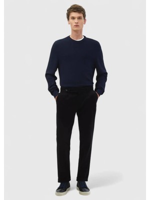 Lacivert Düz Dokuma Regular Fit Casual %100 Pamuk Pantolon