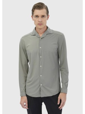 Açık Yeşil Düz Casual Fit Casual Gömlek