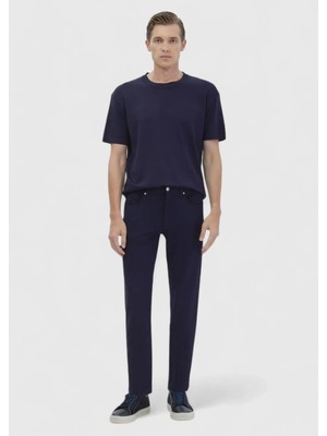 Lacivert Düz Örme Slim Fit Casual Pantolon